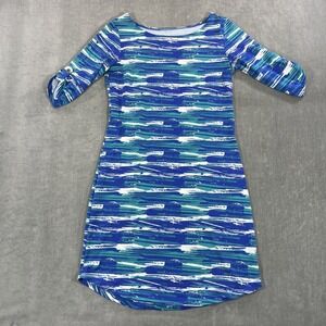 Lola Women's Small Blue Green Stretch A-Line Dress Casual Athletic‎